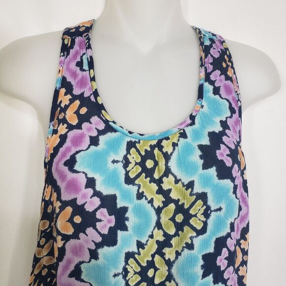 Aqua Tank Top Womens Size XS Printed Multicolor Racerback Printed 100% Rayon - Picture 3 of 8